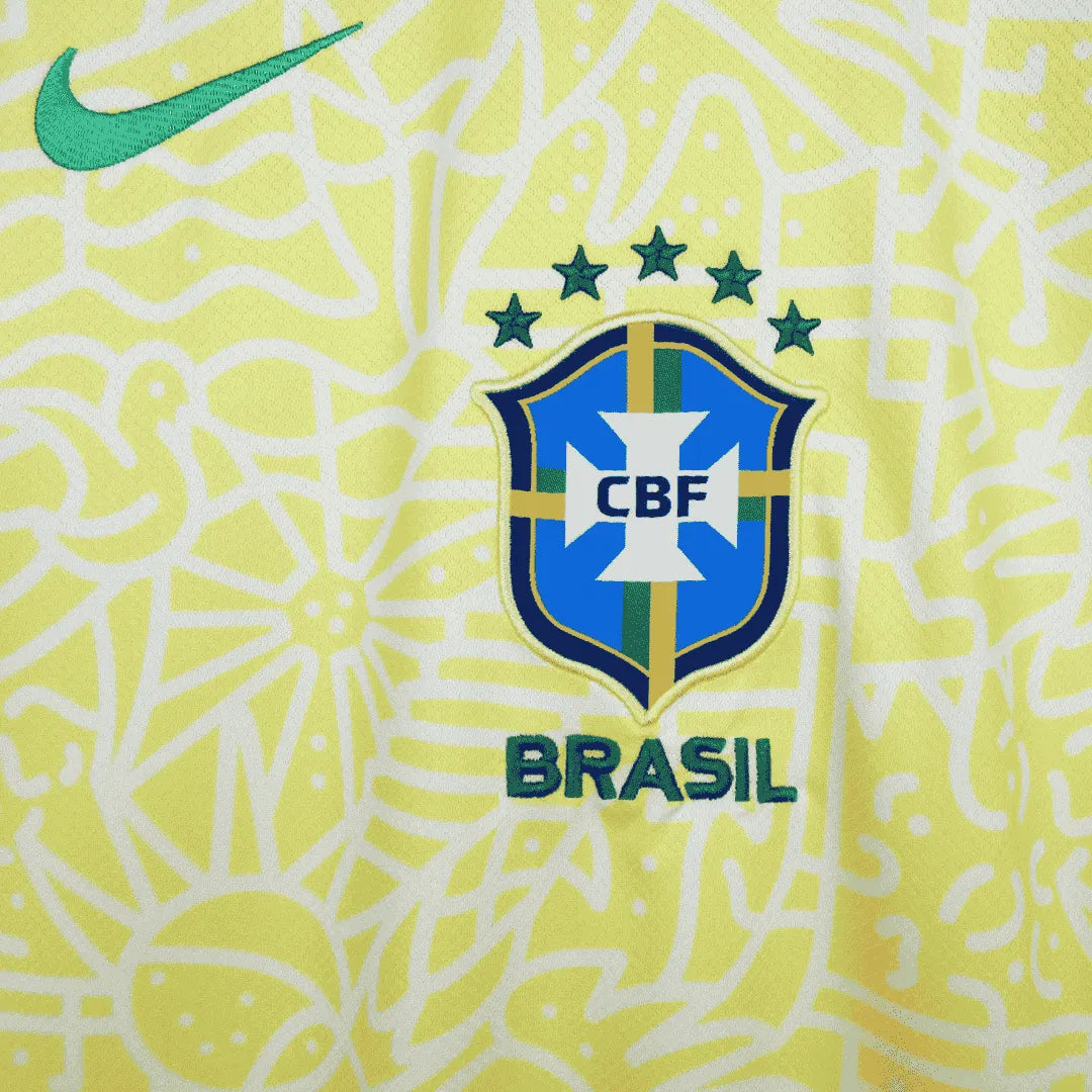 Camisa Brasil Seleção Brasileira I 2024 Torcedor Masculina Amarela