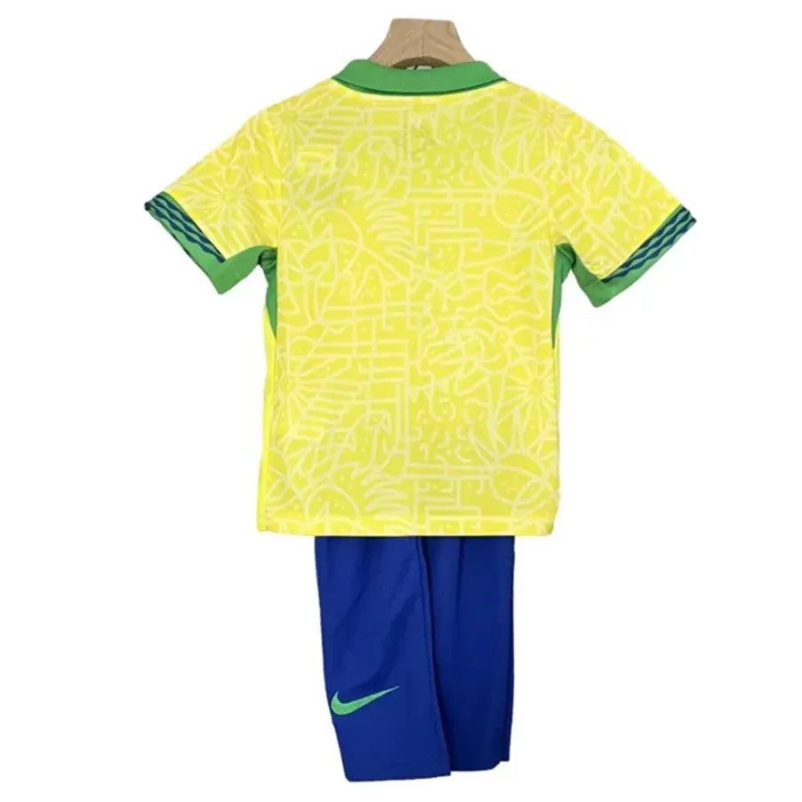 Conjunto Camisa Short Brasil Seleção Brasileira 2024 I Amarela Torcedor Infantil