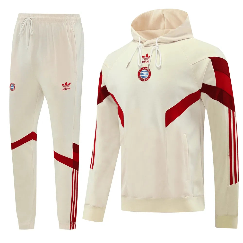 Conjunto Moletom Blusa e Calça Bayern de Munique 24/25 Creme Canguru Masculino