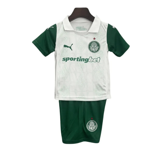 Kit Conjunto Camisa e Shorts Infantil Palmeiras II 25/26 Torcedor Branco