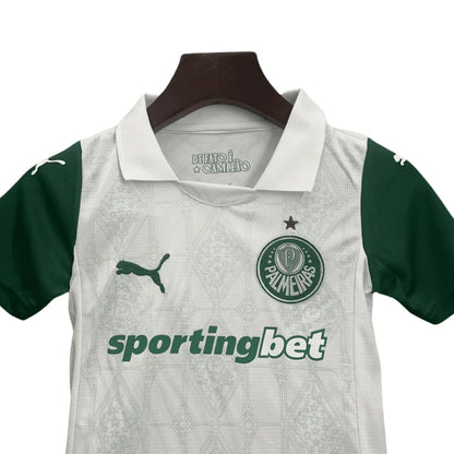 Kit Conjunto Camisa e Shorts Infantil Palmeiras II 25/26 Torcedor Branco